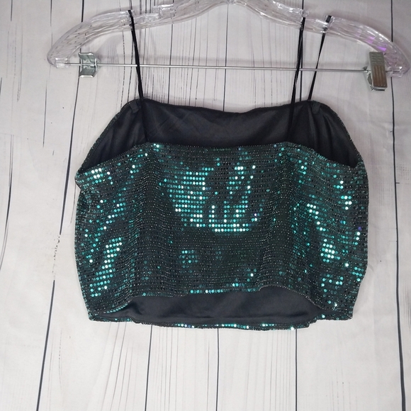 Sincerely Jules - Green Sequin Style Strapless Top W/Light Boning - Size L - Picture 4 of 9